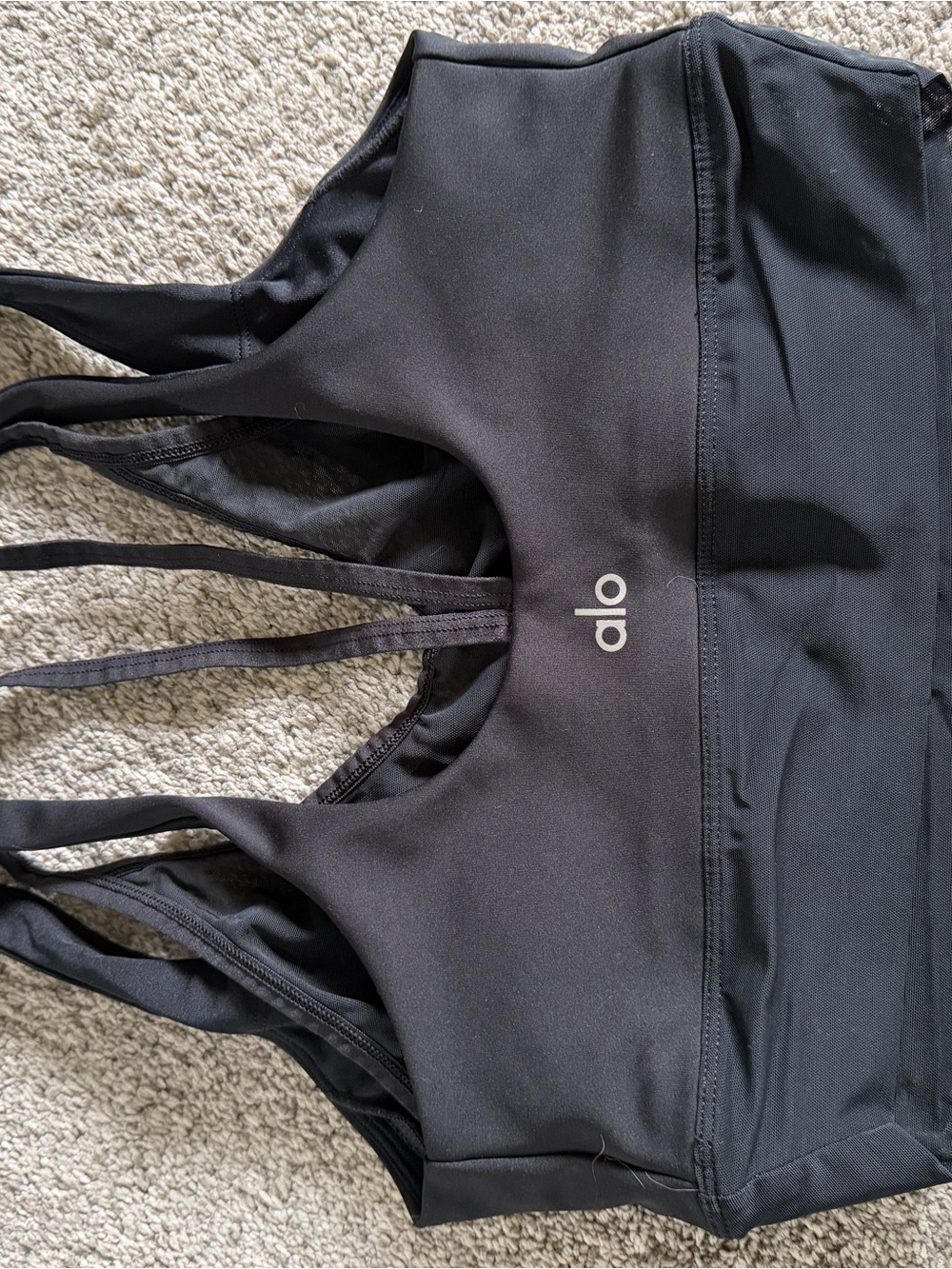 ALO Yoga Black Women's Sports Bra with Subtle Logo